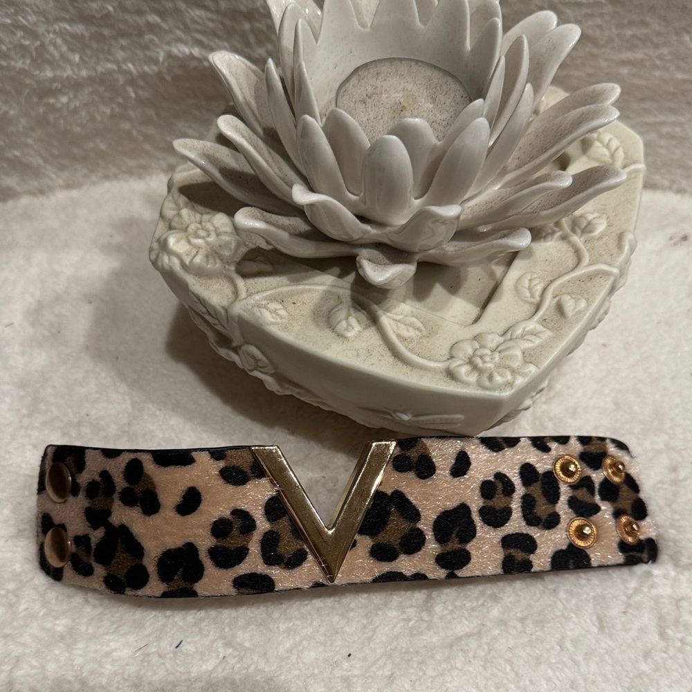 Leopard Print cuff bracelet with Gold Accents